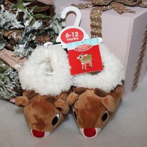 Rudolph Red Nosed Reindeer Slippers BRAND NEW 6-12 months Christmas Slippers